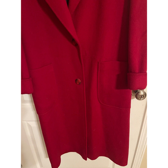 Cassidy VTG Red Women’s Hand Tailored Pure Wool Solid Red Lined Long Coat Sz 12 - Picture 2 of 11